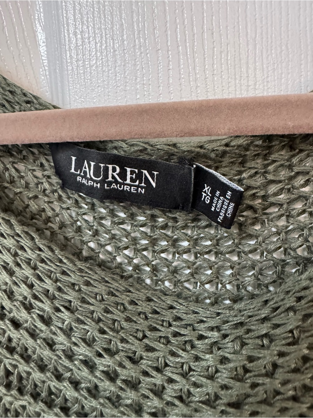 Ralph Lauren Linen Cotton Open Weave Shoet Sleeve Knit Top Summer Sweater Forest - Picture 3 of 4